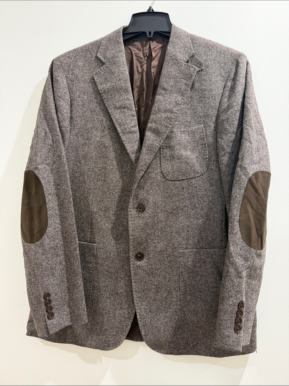 Burberry Brown Wool-Blend Blazer with Brown Elbow Patches